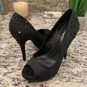 ALDO Black Heels Rhinestone Back Size 6.5 NEW